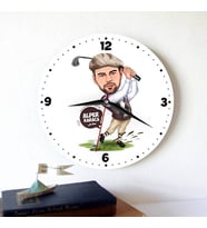 Golf Sever Erkeğe Hediye Kişiye Özel Karikatürlü Duvar Saati