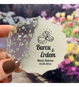 Epoksi Magnet Hediyelik - ETİKET DEĞİLDİR!! - Yüzük Tasarım - Düğün, Nikah, Nişan, Söz Hatırası (Gümüş)