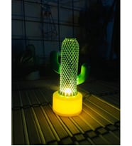 Dekoratif Led Işıklı Metal Mini Yeşil Kaktüs Lamba