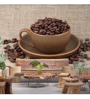 Fincanda Kahveli Cafe Duvar Kağıdı Baskı