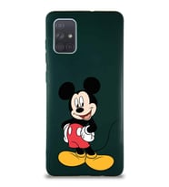 Samsung Galaxy A71 Soft Premier Kapak Mickey Mouse-E Tasarımlı Silikon Kılıf - Yeşil (Şeffaf)