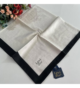 Levidor Premium Monogram Eşarp Krem-Siyah GX0224