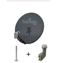 Next Nextstar Next 80 cm Delikli 0,6 mm Gri Renk Ofset Çanak Anten +2'li Lnb.+ 45 cm Montaj Borusu