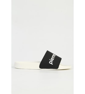 Pierre Cardin Erkek Tek Bant Terlik Beyaz Siyah PC-7435