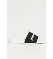 Pierre Cardin Erkek Tek Bant Terlik Beyaz Siyah PC-7435