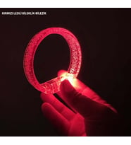 Kırmızı Led Işıklı Baskı Yapılabilen Pilli Bileklik Bilezik 1,5 cm Genişlik (4767)
