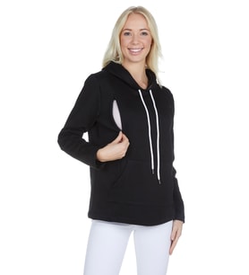 LuvmaBelly 4505 Pamuklu yandan fermuarlı Lohusa Emzirme Sweatshirt (Siyah)