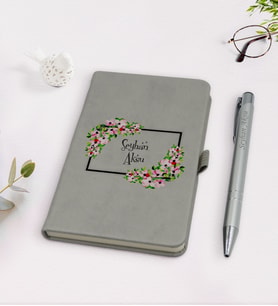 BK Gift Kişiye Özel İsimli Gri Termo Deri Defter Kalem Seti-15