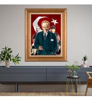 Altın Varaklı Paspartulu Çerçeveli Tablo hb1345