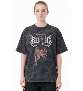 Tasarım Billie Eilish Happier Than Ever Şarkıcı Baskılı Unisex Oversize Eskitme Yıkamalı Tişört