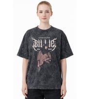 Tasarım Billie Eilish Happier Than Ever Şarkıcı Baskılı Unisex Oversize Eskitme Yıkamalı Tişört
