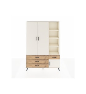 Arges Dolap 5 Raflı 4 Çekmeceli Tek Askılı 132x30x195 Aytaşı-Aytaşı/Çam