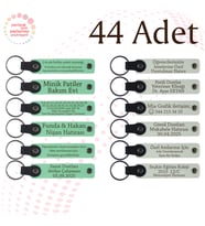 Yeşil & Beyaz, Baby Shower Partisine Armağan, 44’lü Set, Tarih Ve İsimli Deri Hediyelik