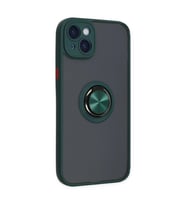 İphone 14 Kılıf Montreal Yüzüklü  Kapak - Yeşil