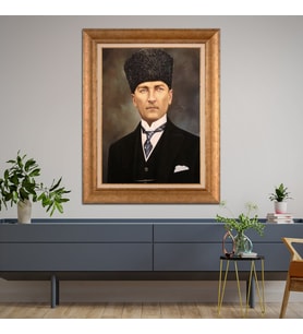 Altın Varaklı Paspartulu Çerçeveli Tablo hb1627