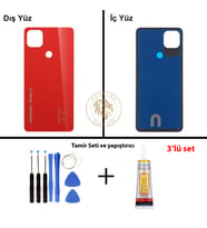 General Mobile Vida Seti + Yapıştırıcı Gm 22 Kırmızı Yapıştırıcı B-7000 Yapıştırıcı Vida Seti Arka Kapak Arka Cam Batarya Kapağı Lazer Kesim Kapak Pil Kapağı Back Cover