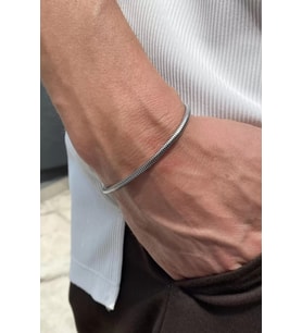 Gümüş Renk Zincir Çelik Erkek Bileklik (Unisex)