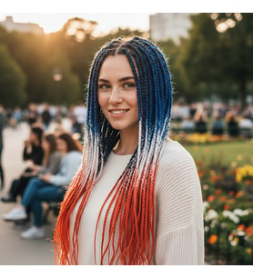 Afrika Örgüsü Ve Rasta İçin Sen Ombreli / Mavi / Beyaz / Tcu