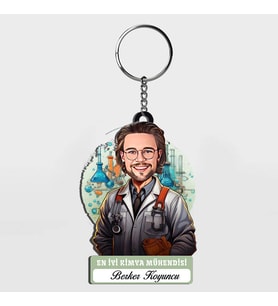 Karikatürlü - Yakışıklı Kimya Mühendisi İsimli Anahtarlık