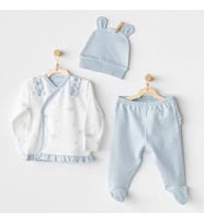 Cuddly Bunny Bear 3'lü Zıbın Set Blue