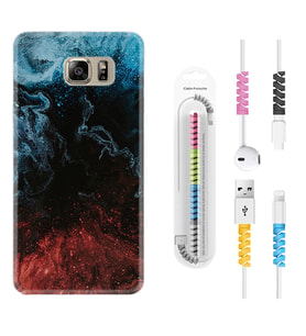Samsung S7 Edge S20 Fe Plus Ultra S21 S22 Kılıf Kablo Koruma Spiral Silikon Red Blue Black Abstact 1386