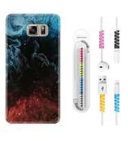 Samsung S7 Edge S20 Fe Plus Ultra S21 S22 Kılıf Kablo Koruma Spiral Silikon Red Blue Black Abstact 1386