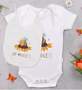 BK Kids My Princess Tasarımlı Bebek Body Zıbın ve Mama Önlüğü Hediye Seti - Model 1