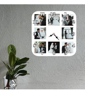 8 Fotoğraflı Kişiye Özel Duvar Saati