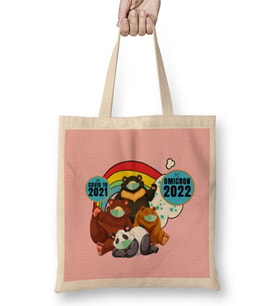 Sarcasm Funny Vintage ANIMALS Saying Covid Hi Omicron Virus 2022 Bez Çanta Uzun Saplı