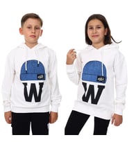 Çocuk Bere Baskılı Ve İşlemeli Kapüşonlu Sweatshirt