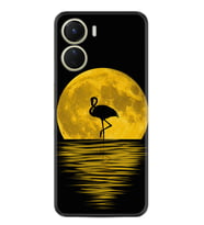 Vivo Y16 Kılıf Silikon Desen Özel Seri Ay ve Flamingo 1775
