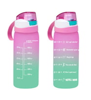 Porsima 161646-161 Su Şişesi - Motivasyon Su Matarası - Plastik Renkli Suluk Pembe 1lt