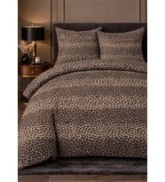 More Home   Çift Kişilik Nevresim Takımı Lastikli Çarşaflı Leopar Bej