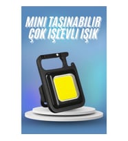 Mey İthalat® Işıldak USB Şarjlı Cep El Feneri Taşınabilir Mini Led Işık Çok Fonksiyonlu