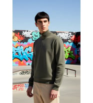 Erkek Dik Yaka Standart Kol Regular Kalıp Sweatshirt Fonksiyonel Dayanıklı Kaliteli Modern
