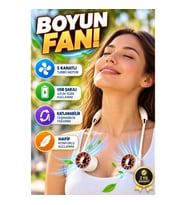 Boyuna Asılan Katlanabilir Mini Fan Turbo Motorlu 5 Kanatlı Taşınabilir USB Şarjlı Fan