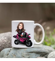 Kişiye Özel Bardak - Karikatür Bardak - Motorlu Kadın Bardağı