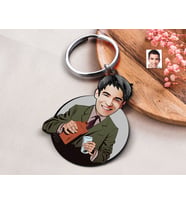 BK Gift Kişiye Özel Erkek Karikatürlü Ahşap Anahtarlık, Sevgiliye Hediye, Erkek Hediyesi, Doğum Günü Hediyesi-5