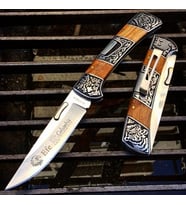 Kişiye Özel İsimli Columbia A3159-D 24 CM Kartal Baskılı Columbia Ahşap Çakı (Çok Renkli)
