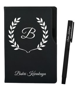Kişiye Özel Sevgiliye Doğum Günü Hediyesi Siyah Defter ve Roller Kalem Seti
