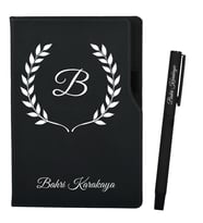 Kişiye Özel Sevgiliye Doğum Günü Hediyesi Siyah Defter ve Roller Kalem Seti
