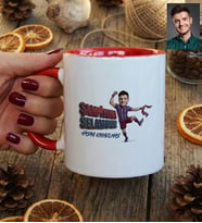 Kişiye Özel Karikatürlü Bordo Mavi Taraftar Kupa Bardak Doğum Günü Hediyesi