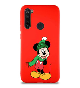 Xiaomi Redmi Note 8 Soft Premier Kapak Mickey Mouse-G Tasarımlı Silikon Kılıf - Kırmızı (Şeffaf)