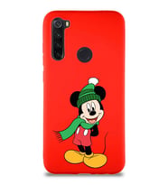 Xiaomi Redmi Note 8 Soft Premier Kapak Mickey Mouse-G Tasarımlı Silikon Kılıf - Kırmızı (Şeffaf)