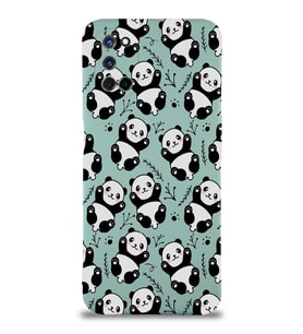Oppo A72 Uyumlu Lansman Kılıf Panda Tasarımlı İçi Kadife Kapak-Turkuaz (Şeffaf)