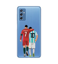 Samsung Galaxy M52 Uyumlu Lionel Messi ve Cristiano Ronaldo Desenli Şeffaf Telefon Kılıfı