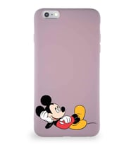 Apple iPhone 6 Plus Soft Premier Kapak Mickey Mouse-F Tasarımlı Silikon Kılıf - Pudra (Şeffaf)