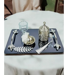 Elegance Söz Kahve Tepsisi (Beyaz)