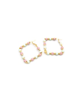 Mineli Halka Küpe - Pembe