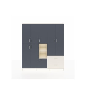 Hyperion Dolap 12 Raflı 2 Çekmeceli Tek Askılı 220x44x243 Aytaşı-Antrasit/Aytaşı